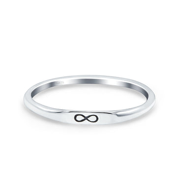 Infinity Oxidized Band Solid 925 Sterling Silver Thumb Ring (2.2mm)